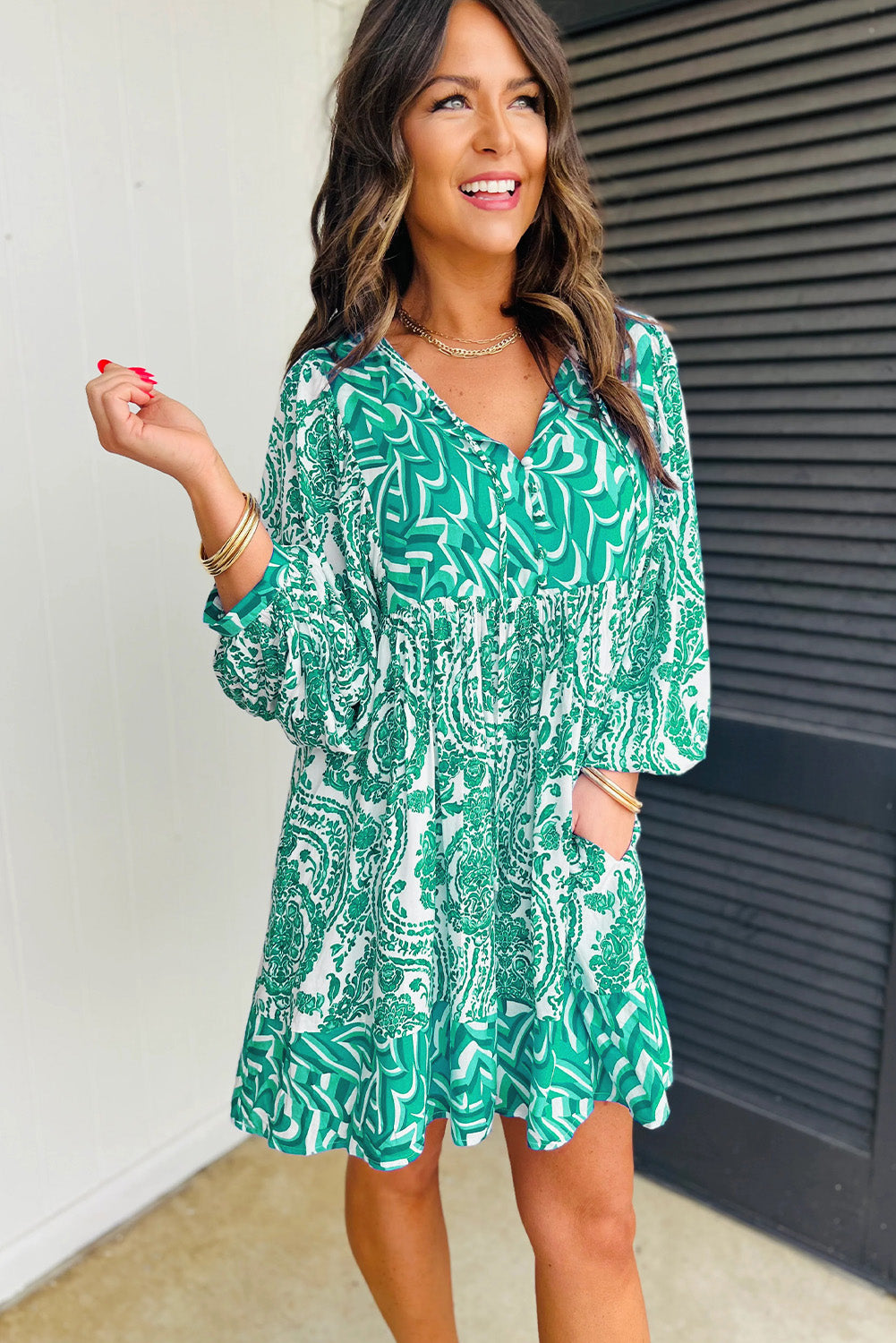 Boho Lantern Sleeve Dress