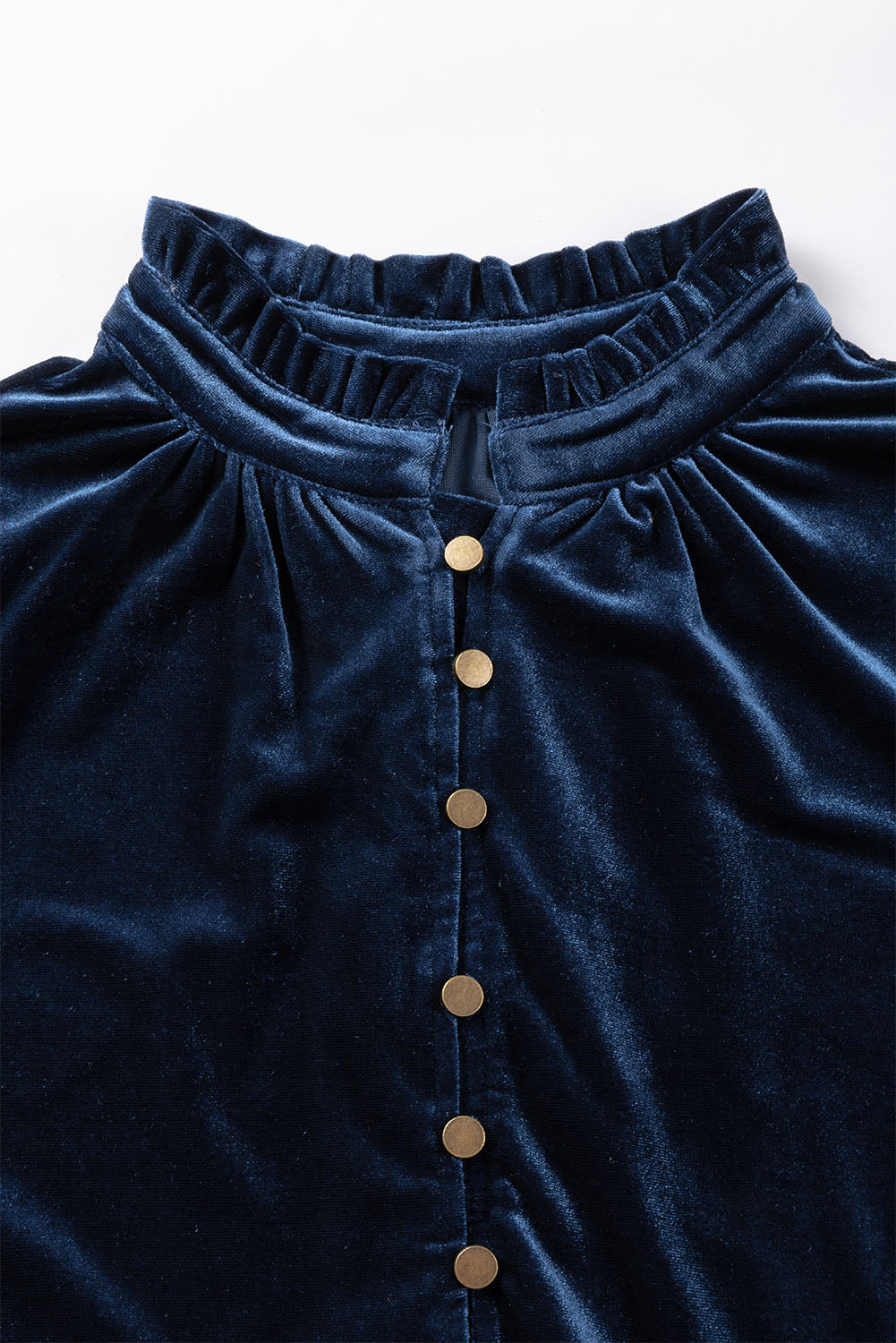 V Neck Buttoned Velvet Blouse