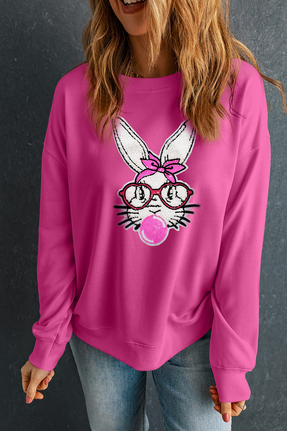 Bubble Gum Pink Easter Bunny Sweatshirt