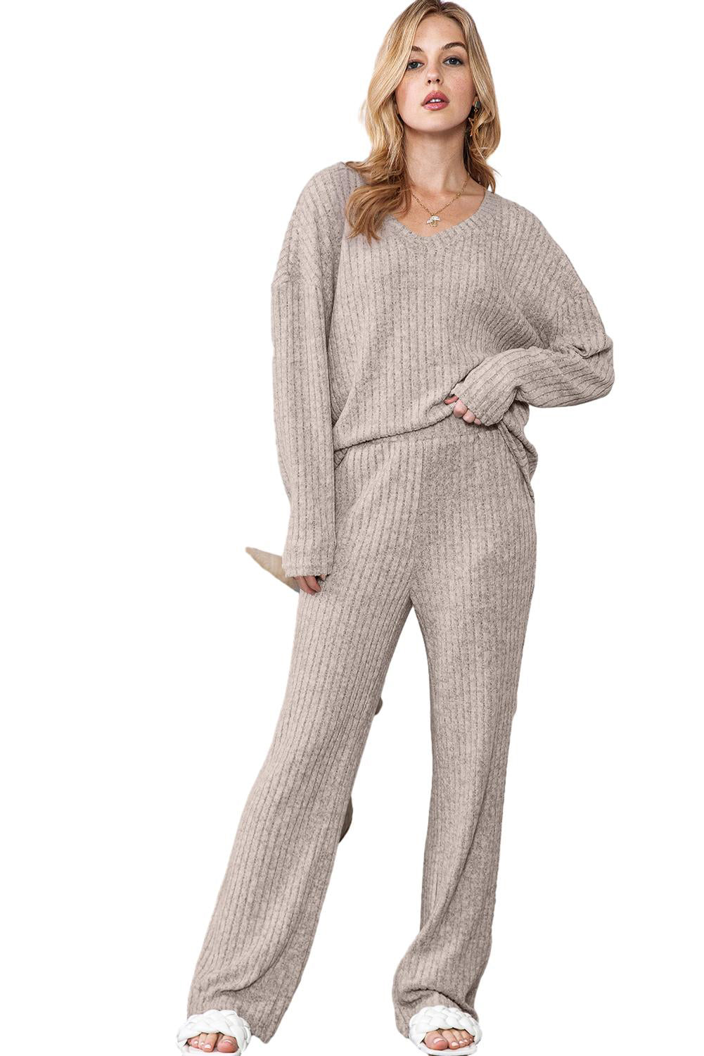 Slouchy Ribbed Knit Loungewear Set