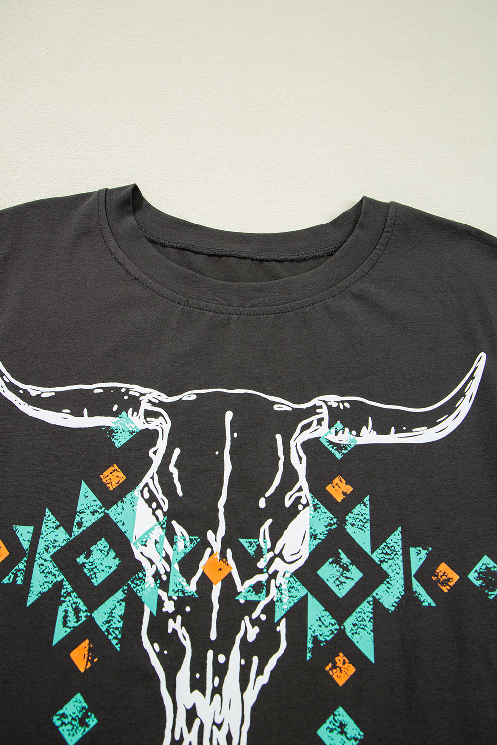 Grey Western Bull Skull T Shirt