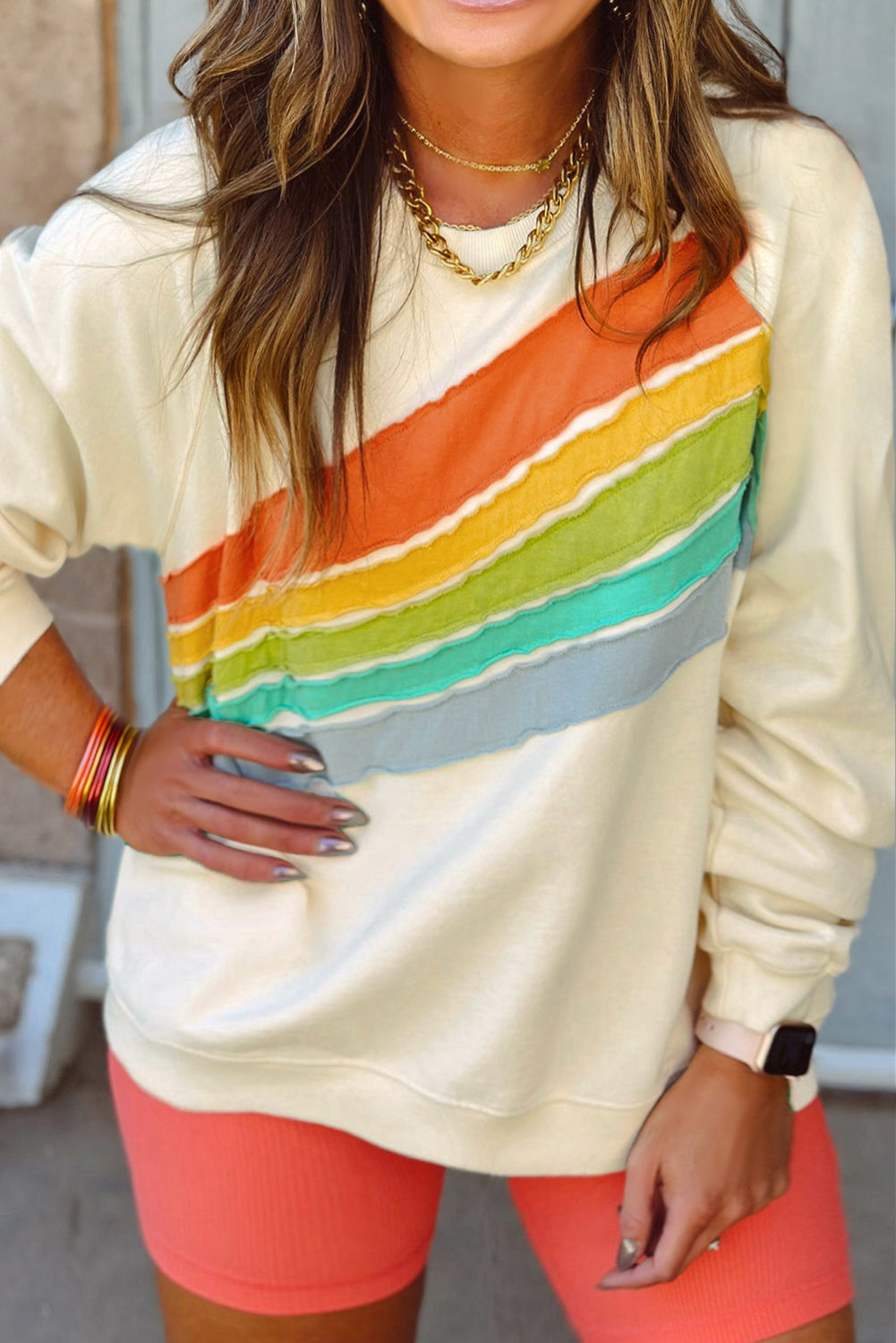 Rainbow Stripe Sweatshirt - Plus