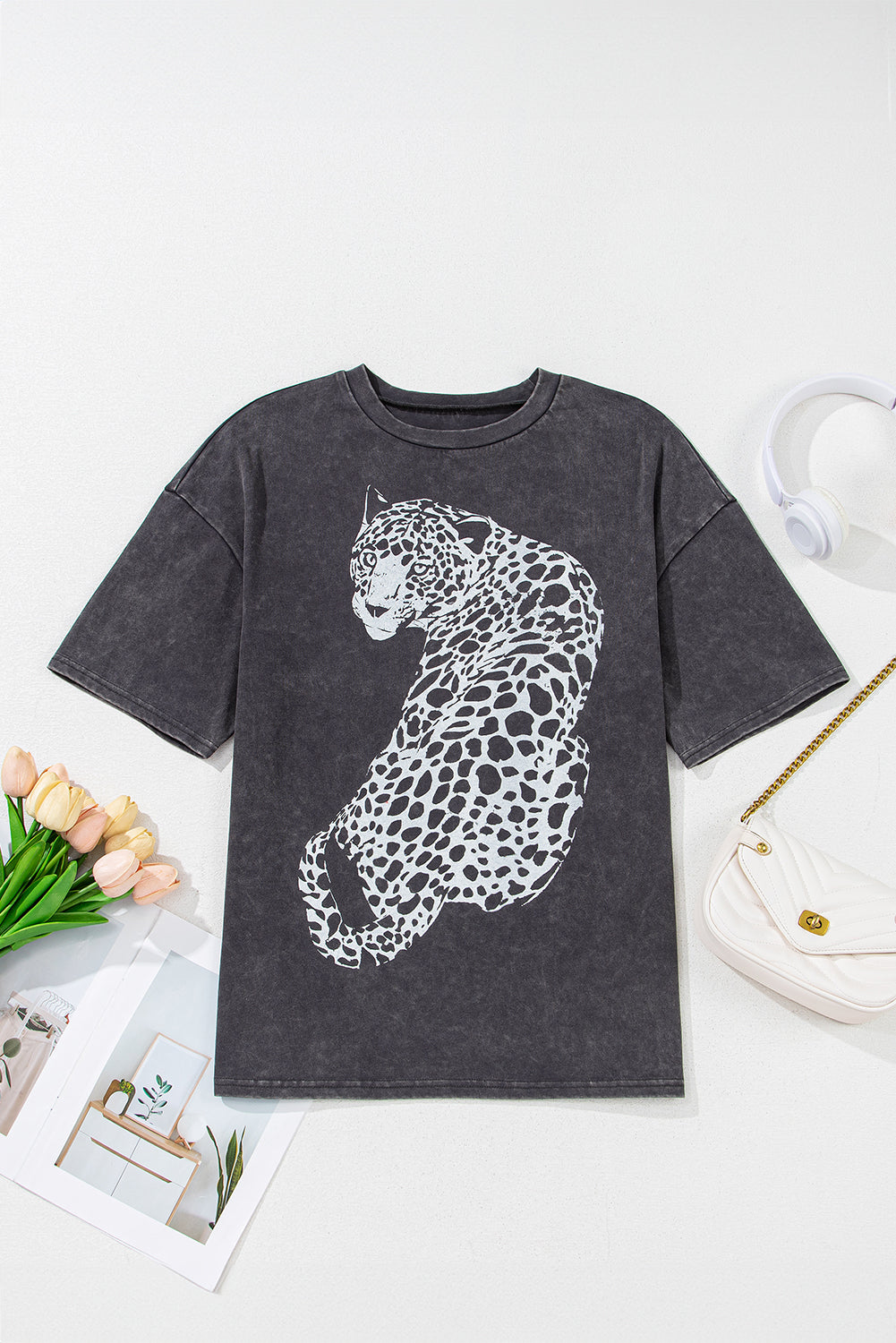 Vintage Cheetah Print Mineral Washed Tee