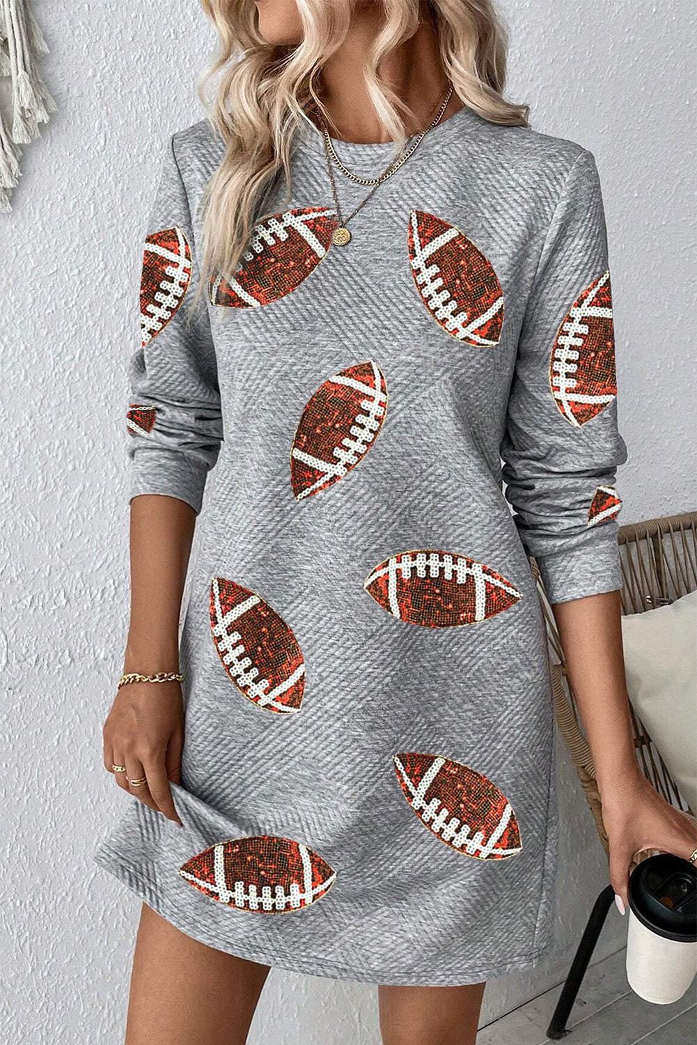 Gray Sequin Football Mini Dress