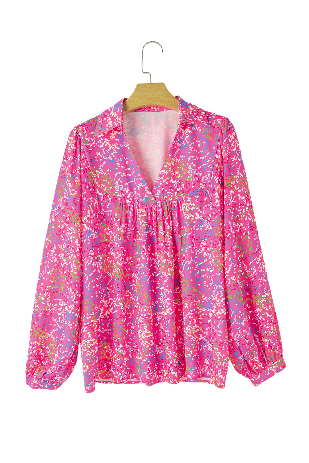 Floral V Neck Babydoll Blouse