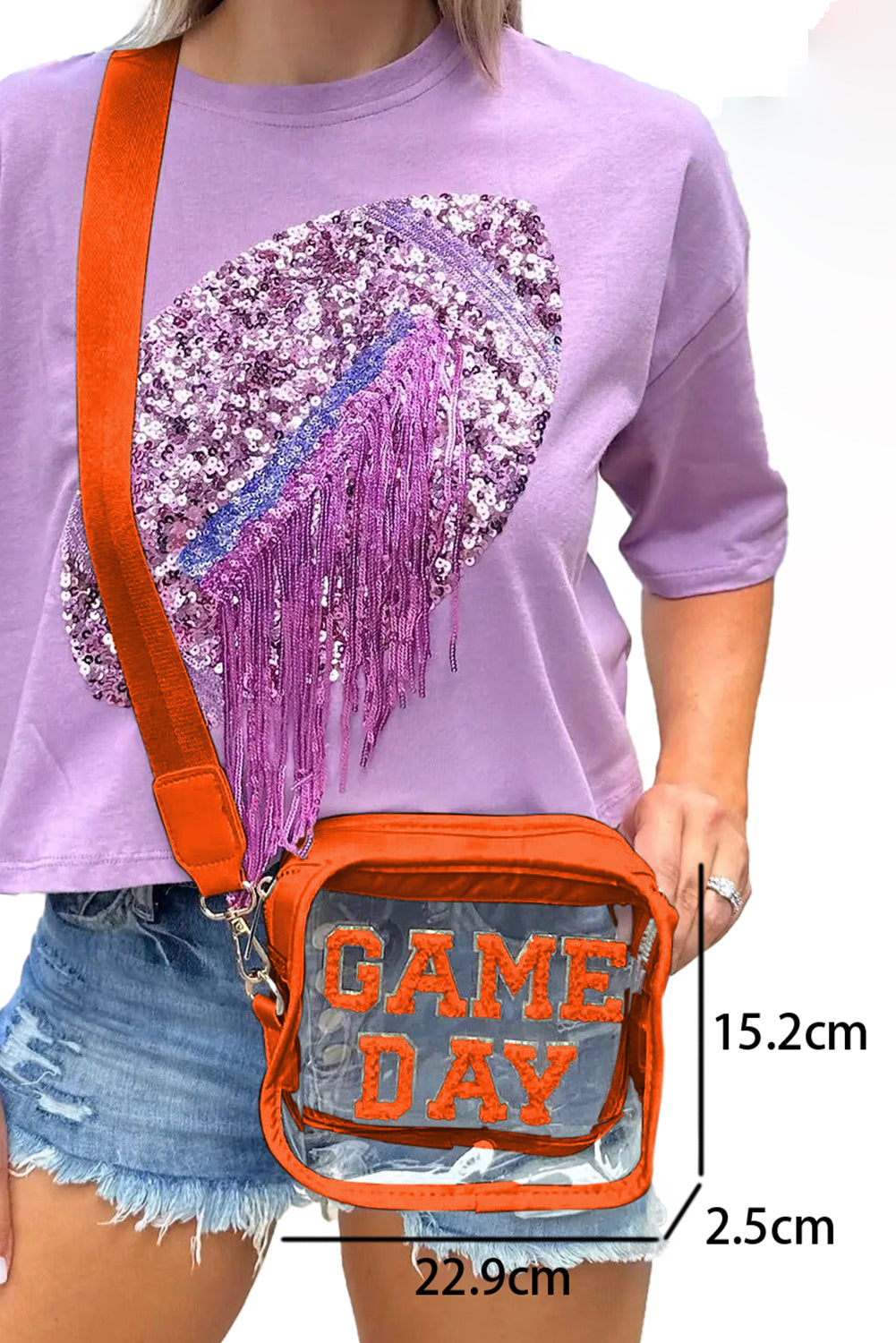 Clear Event Bag with Chenille Gameday Lettering