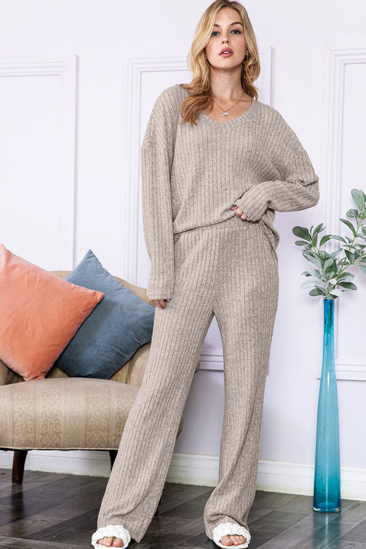 Slouchy Ribbed Knit Loungewear Set