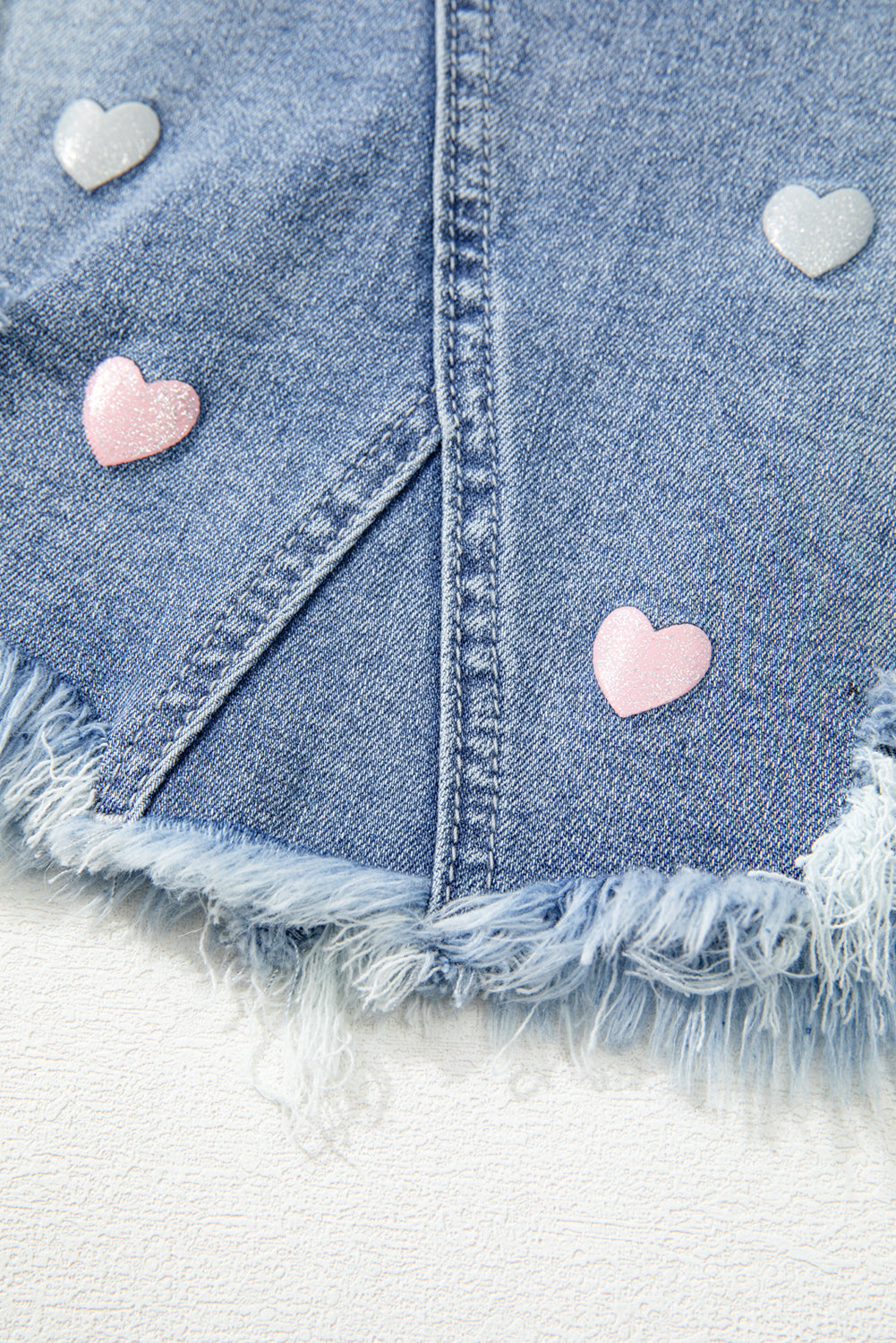 Denim Embroidered Heart Skirt