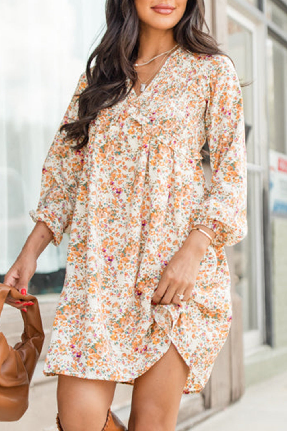 Yellow Boho Floral Dress