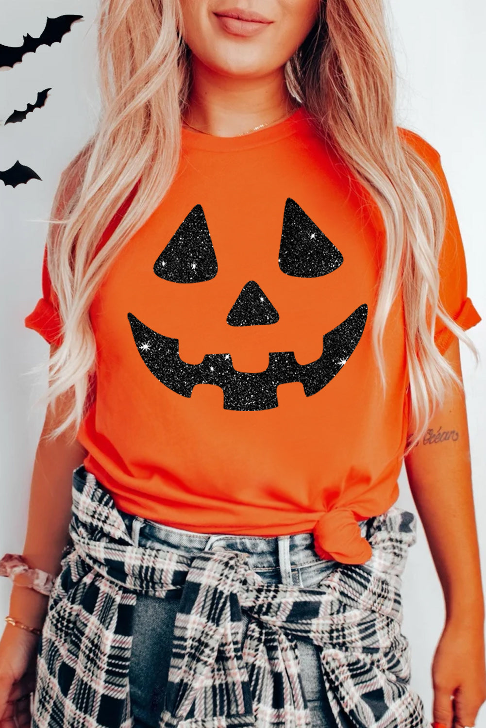 Orange Glittering Pumpkin T Shirt