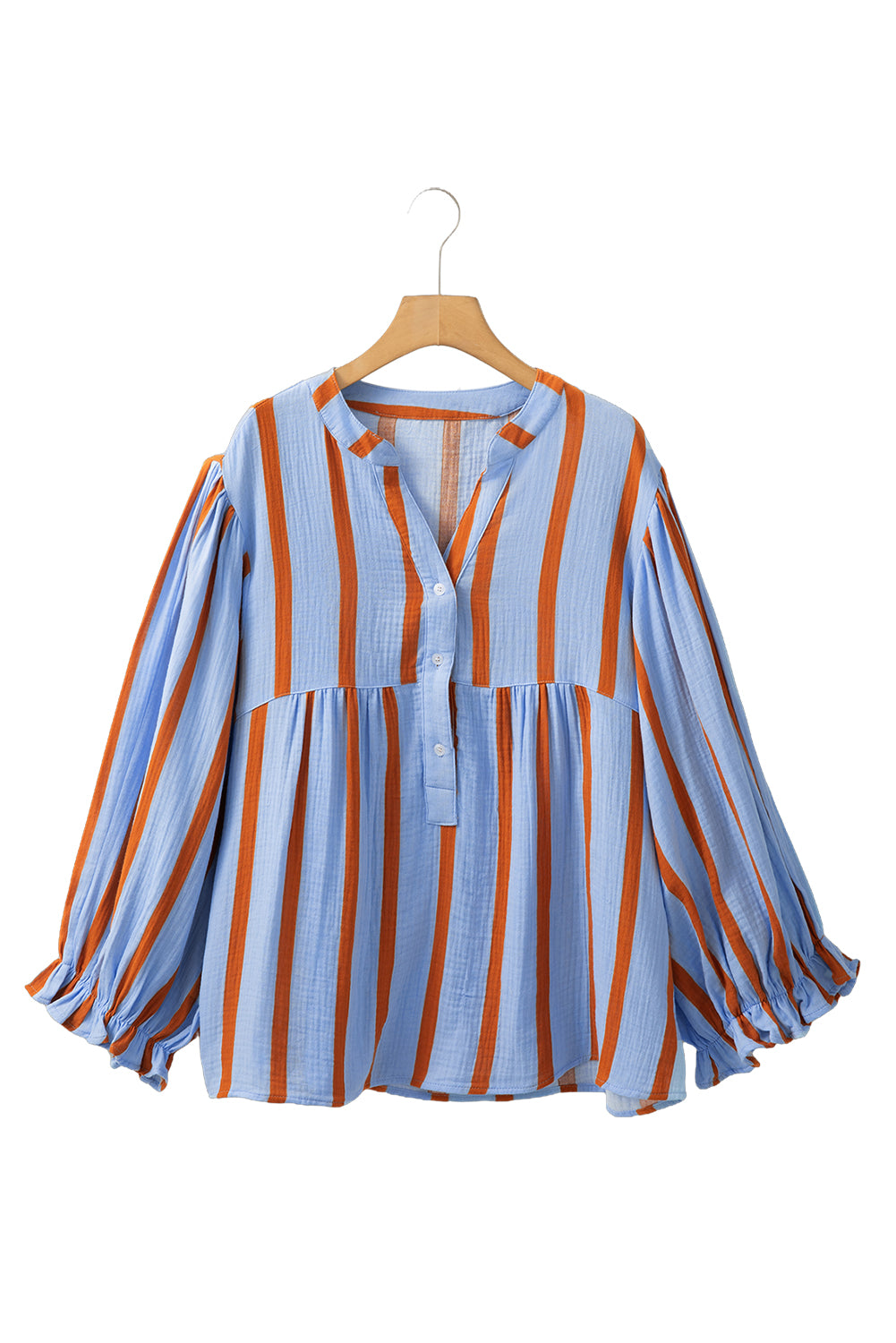 Stripe Crinkle Ruffle Sleeve Top