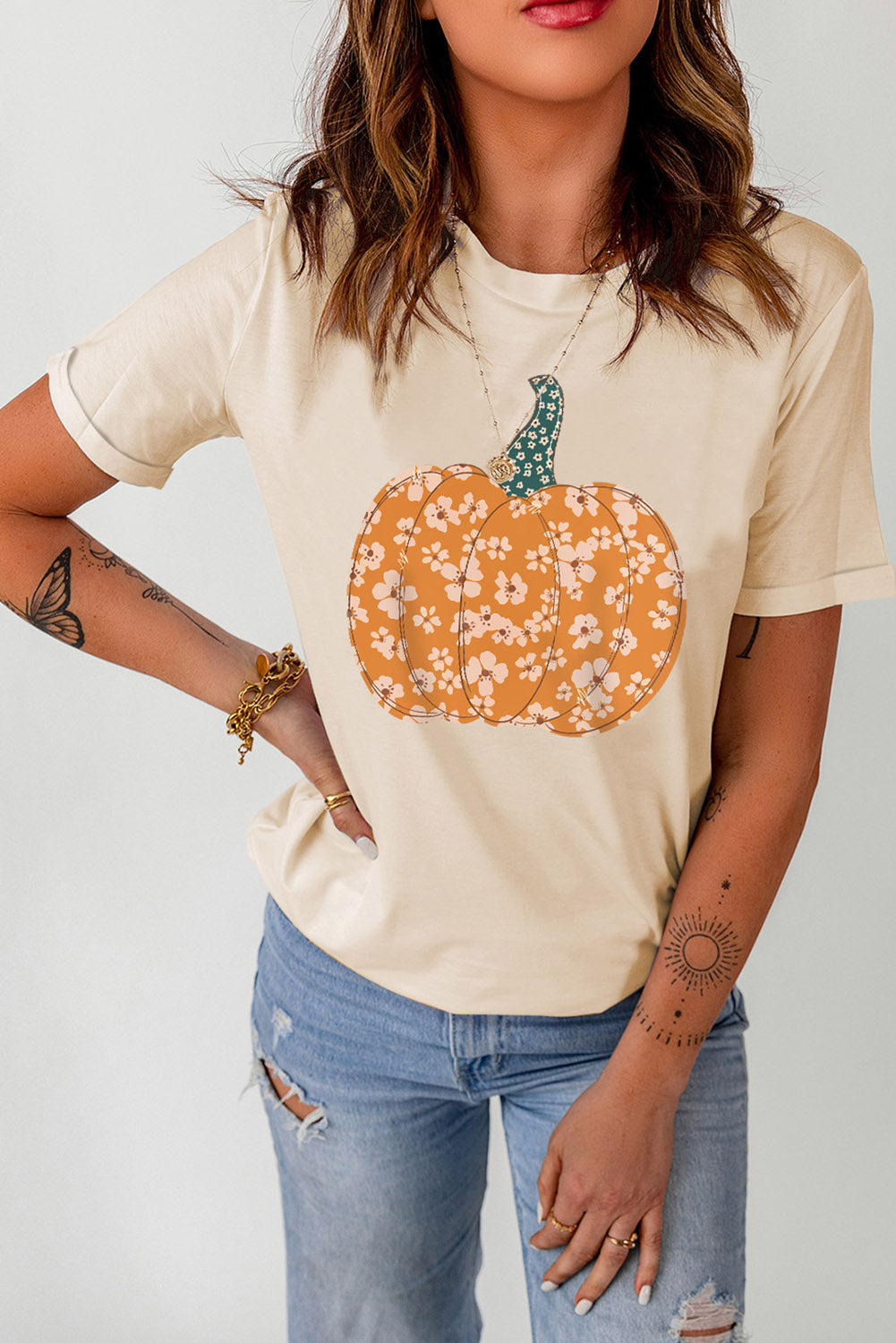 Sweet Floral Pumpkin Tee