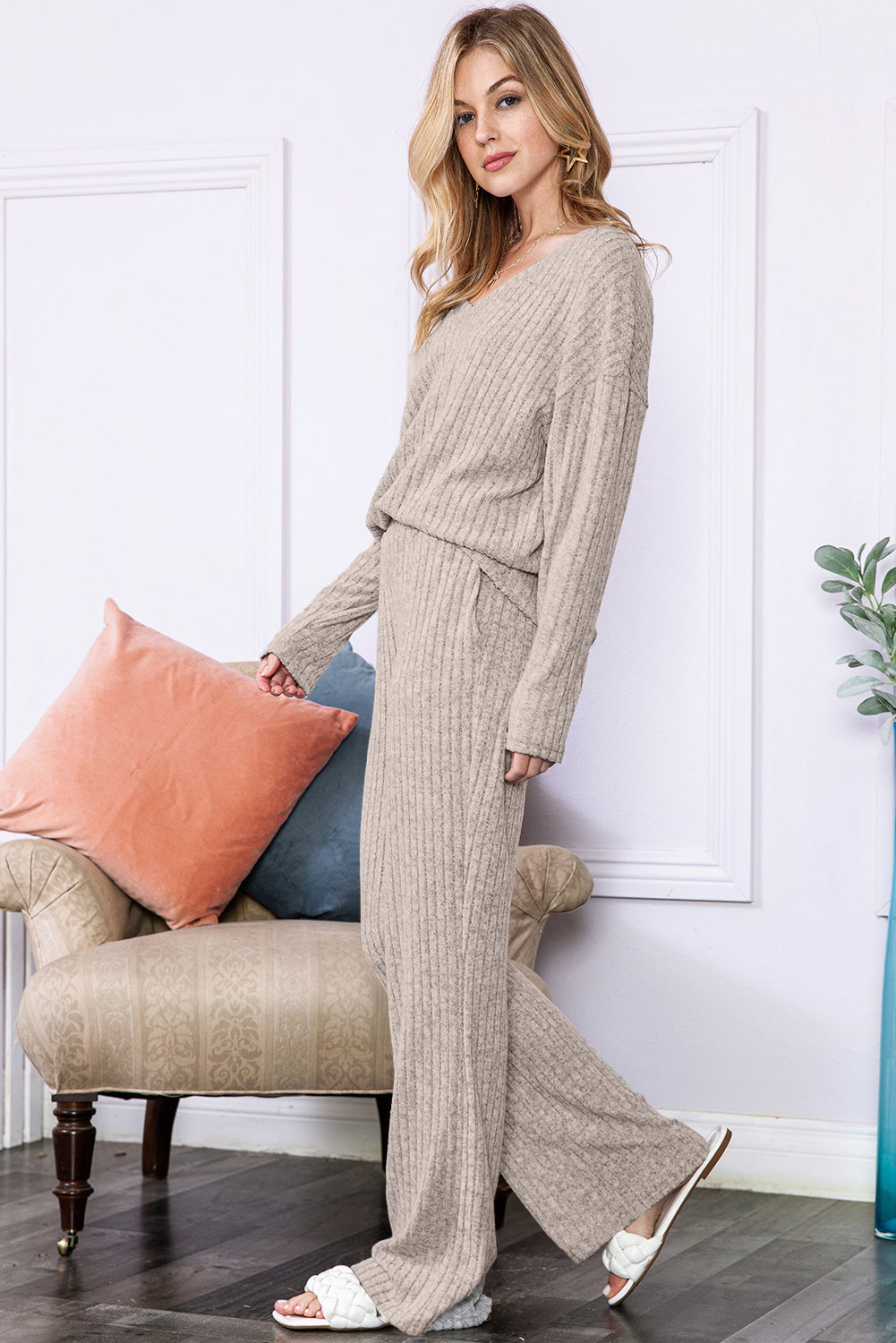 Slouchy Ribbed Knit Loungewear Set