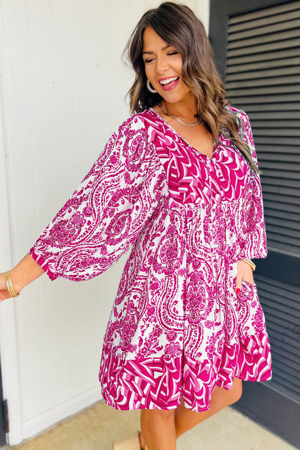 Boho Lantern Sleeve Dress