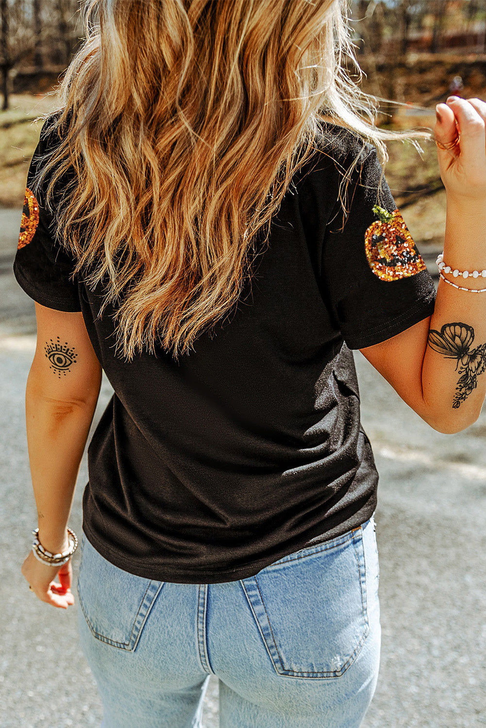 Halloween Sequin Pumpkin T Shirt