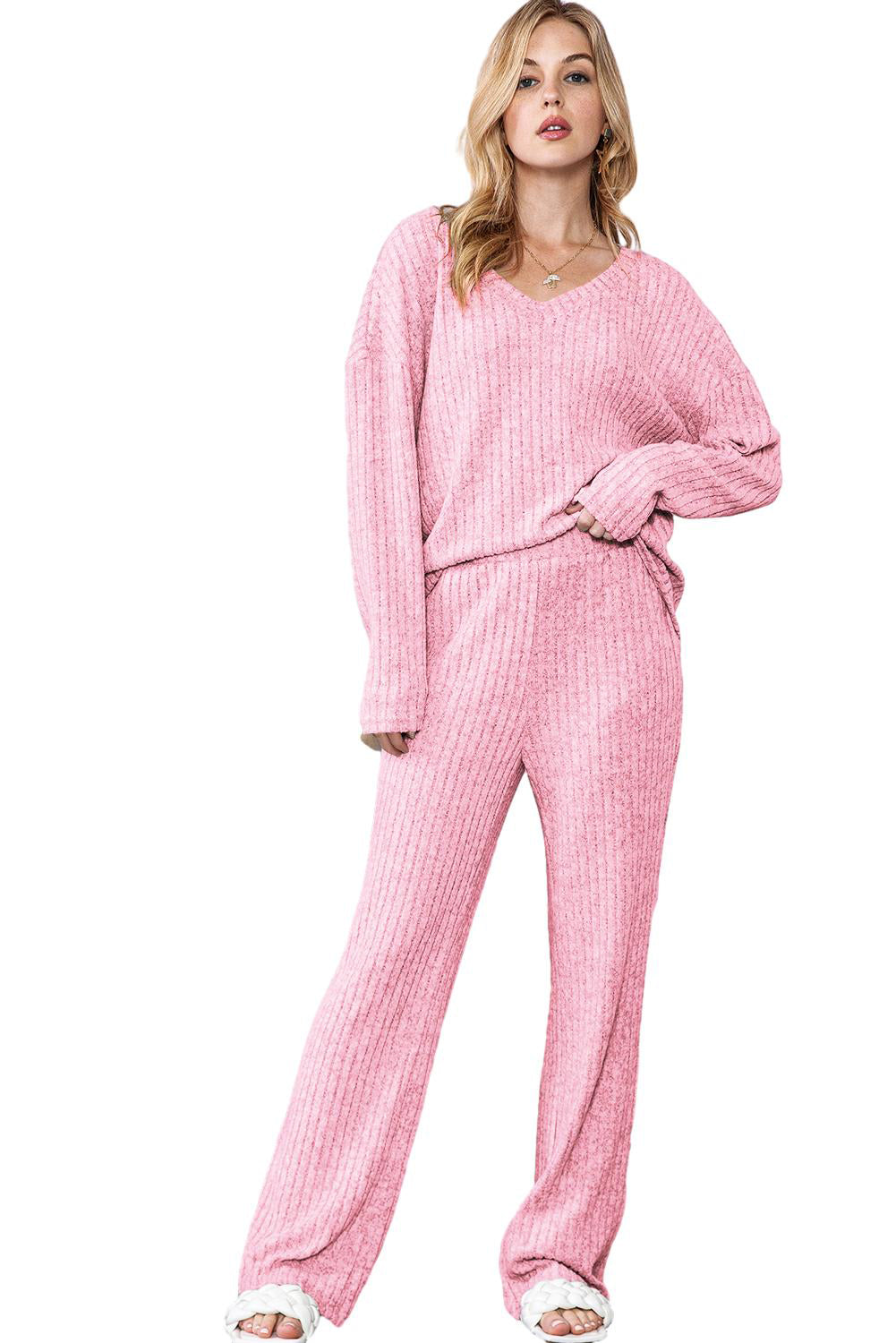 Slouchy Ribbed Knit Loungewear Set