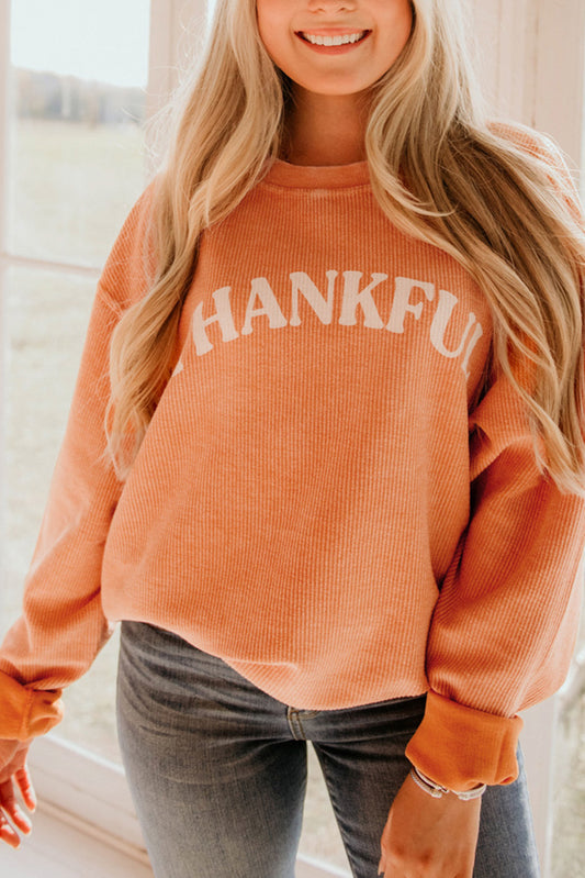 THANKFUL Graphic Corded Sweatshirt