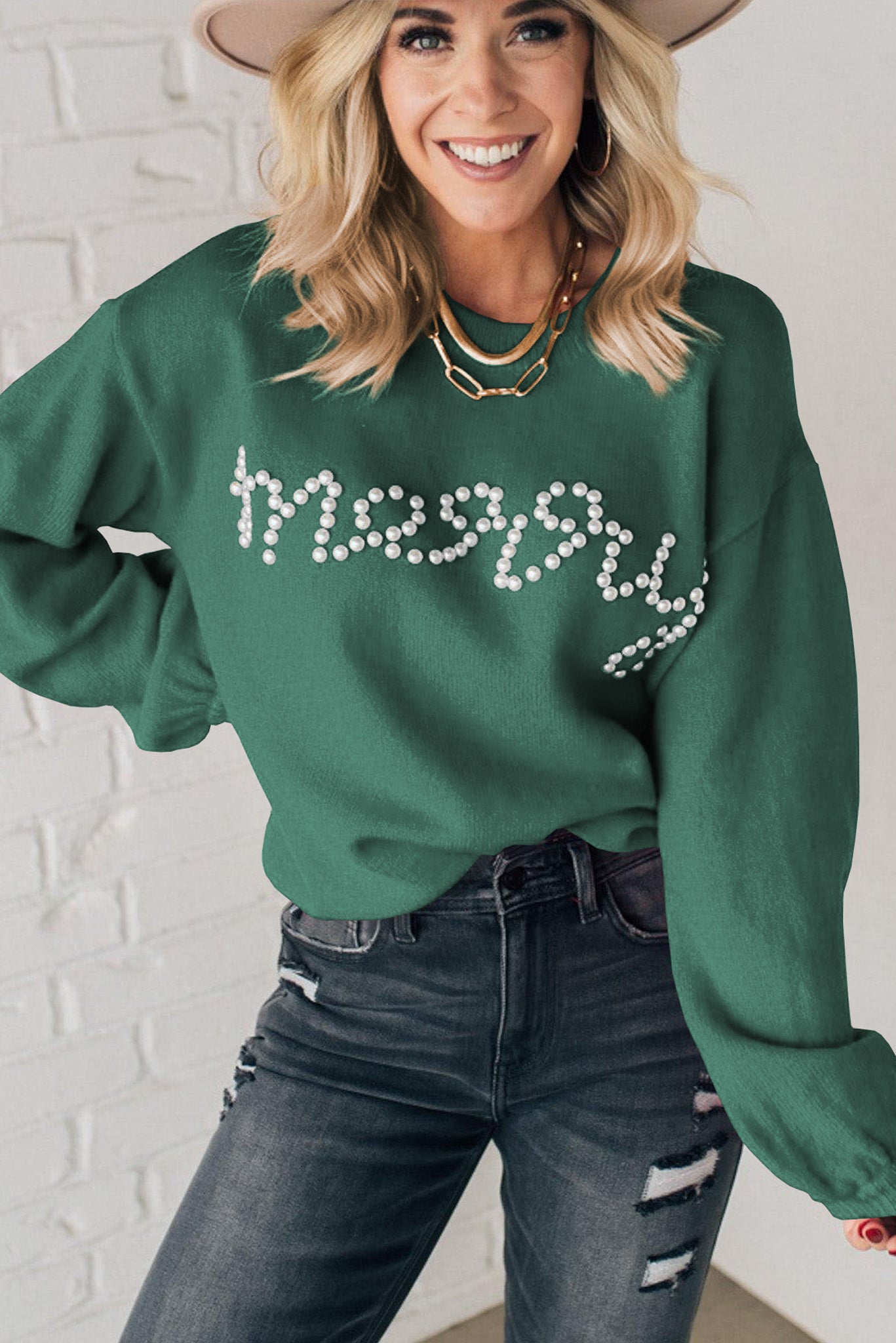 Green Pearl Merry Sweater