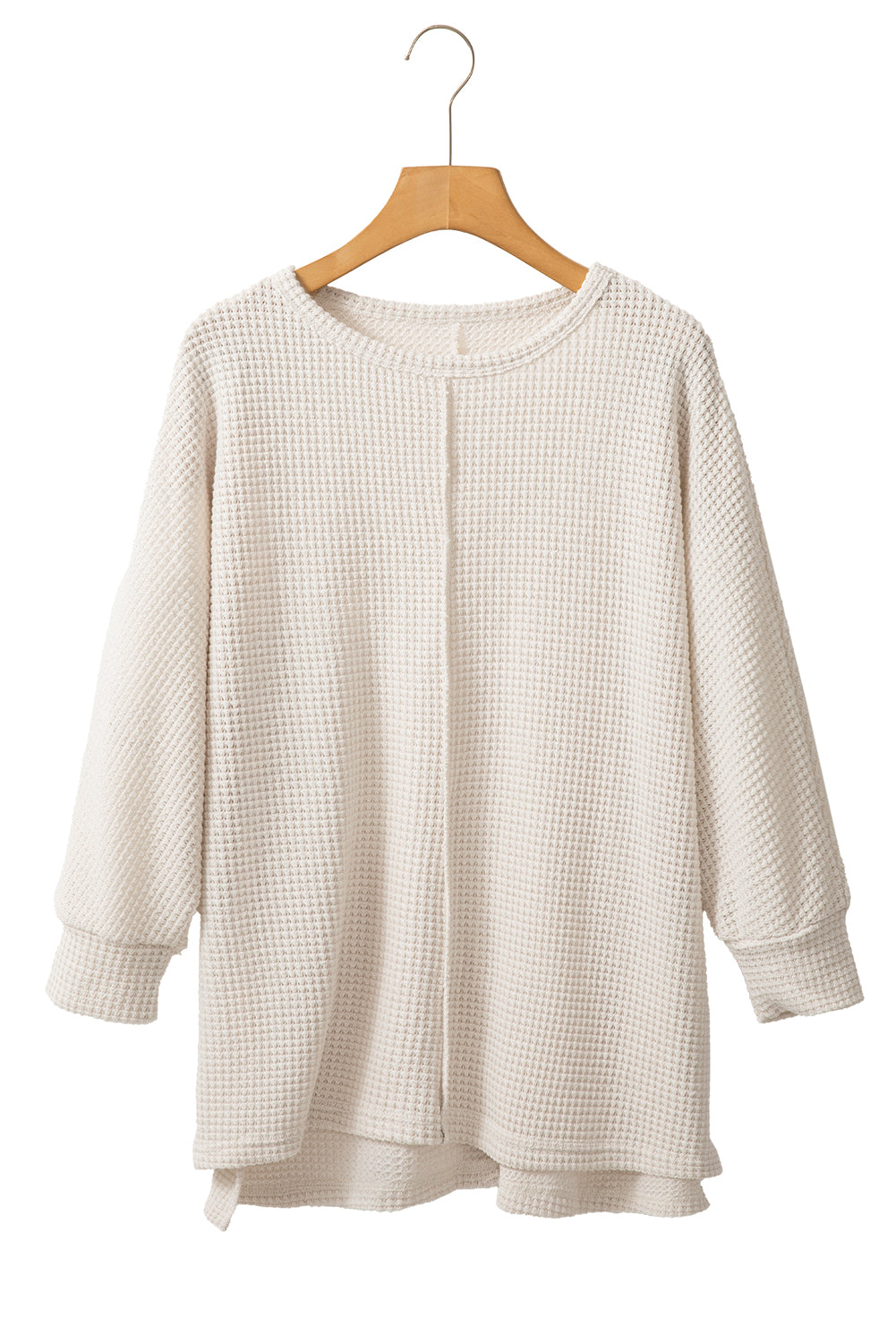 Waffle Knit Batwing Sleeve Oversized Top