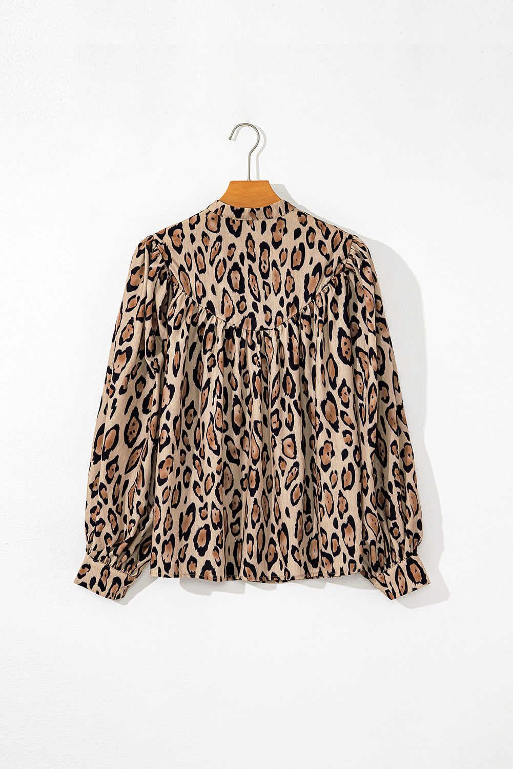 Leopard Print Balloon Sleeve Loose Blouse