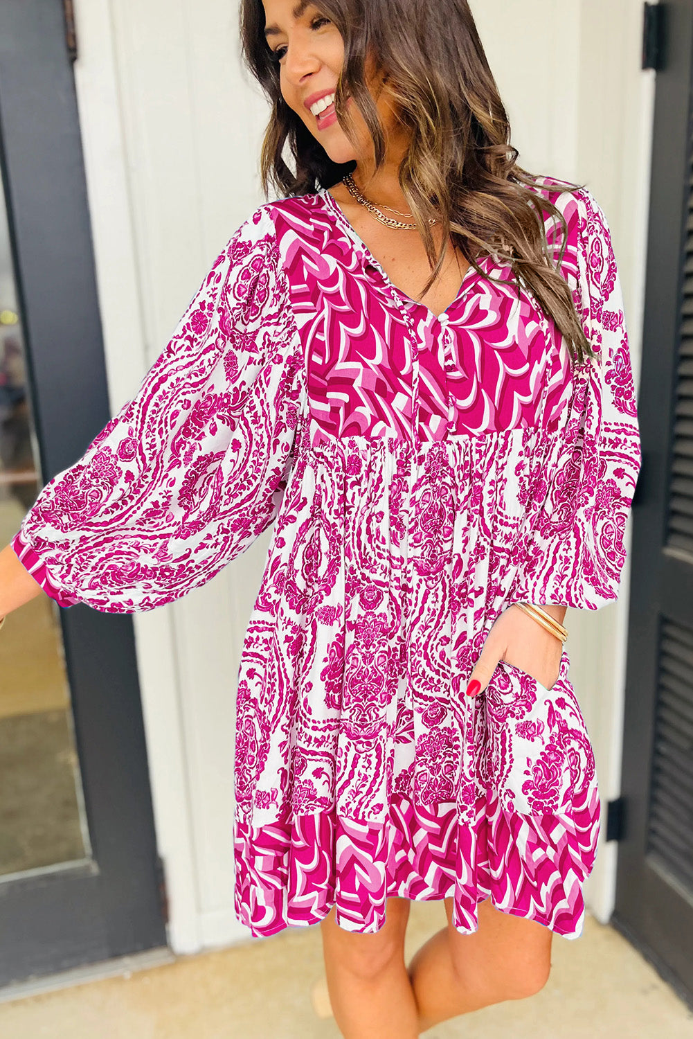 Boho Lantern Sleeve Dress