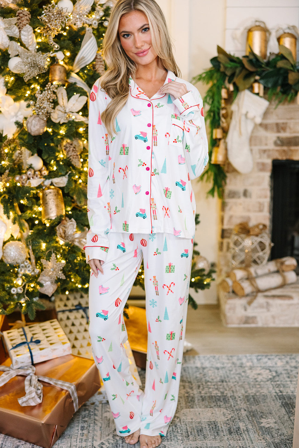 White Christmas Pajama Set