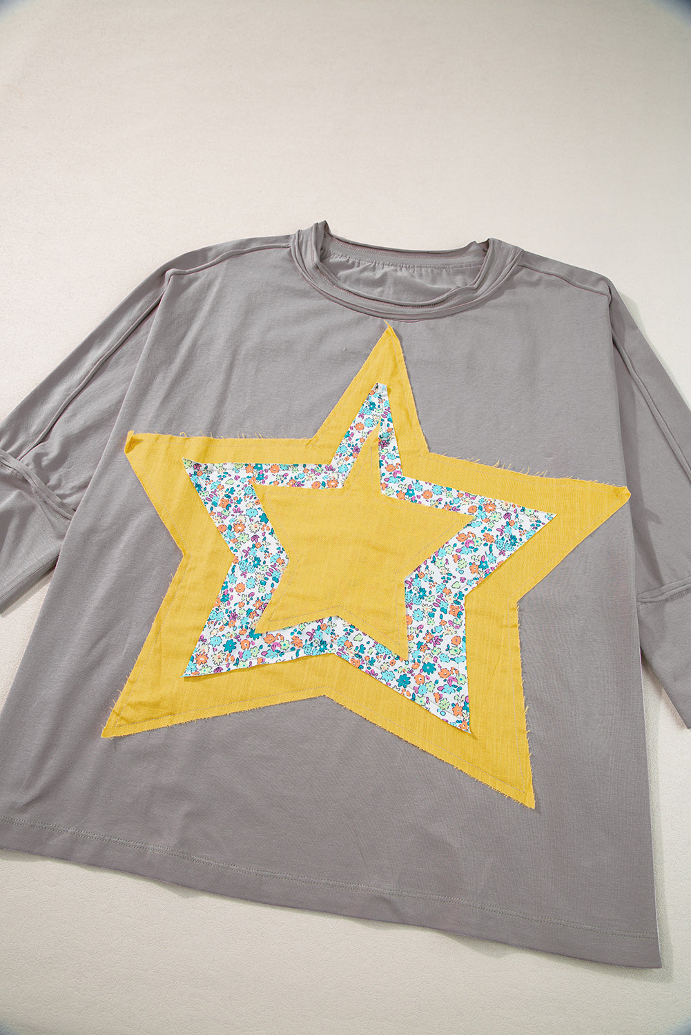 Floral Star Patched Mineral Wash Top