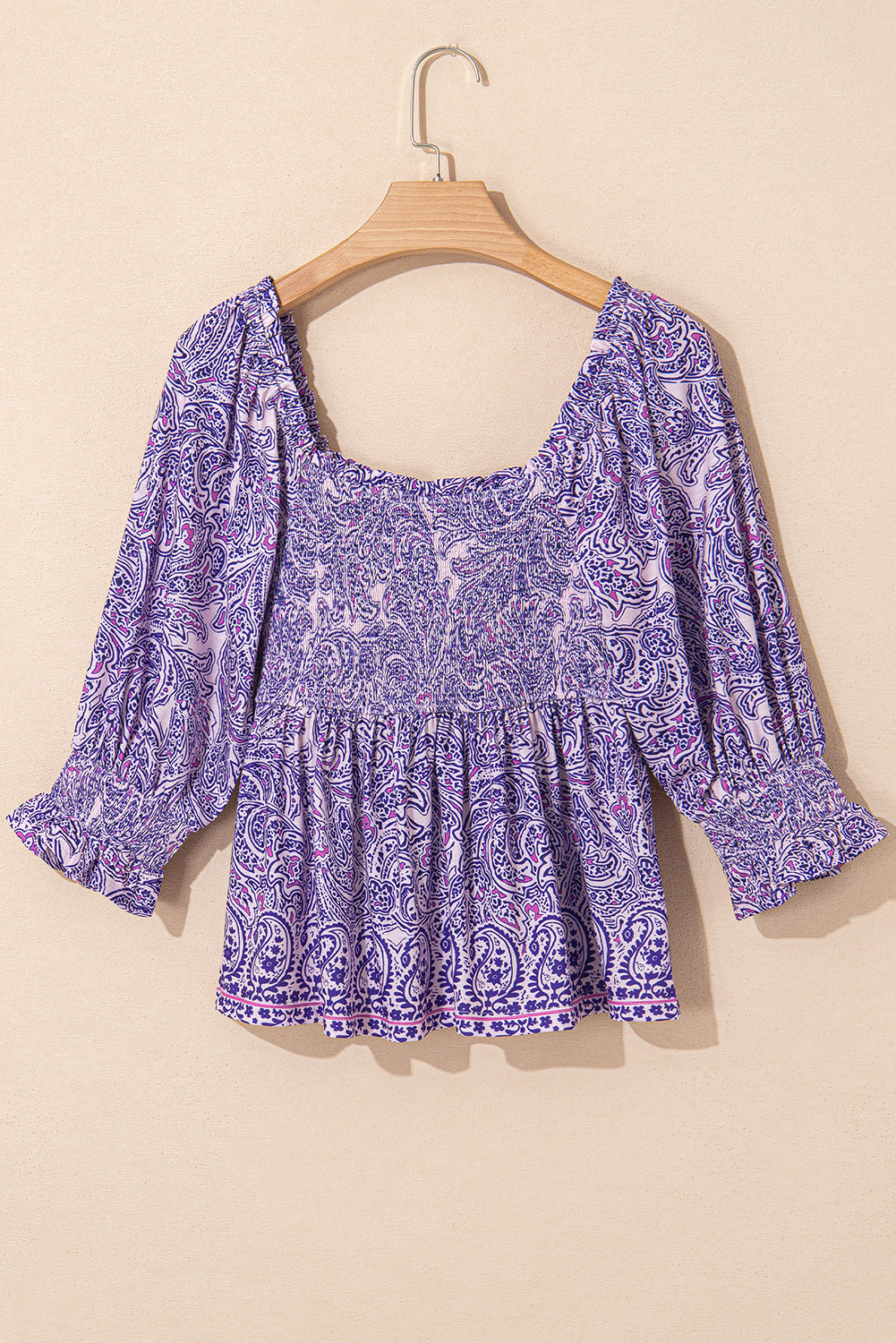 Purple Boho Paisley Peplum Top