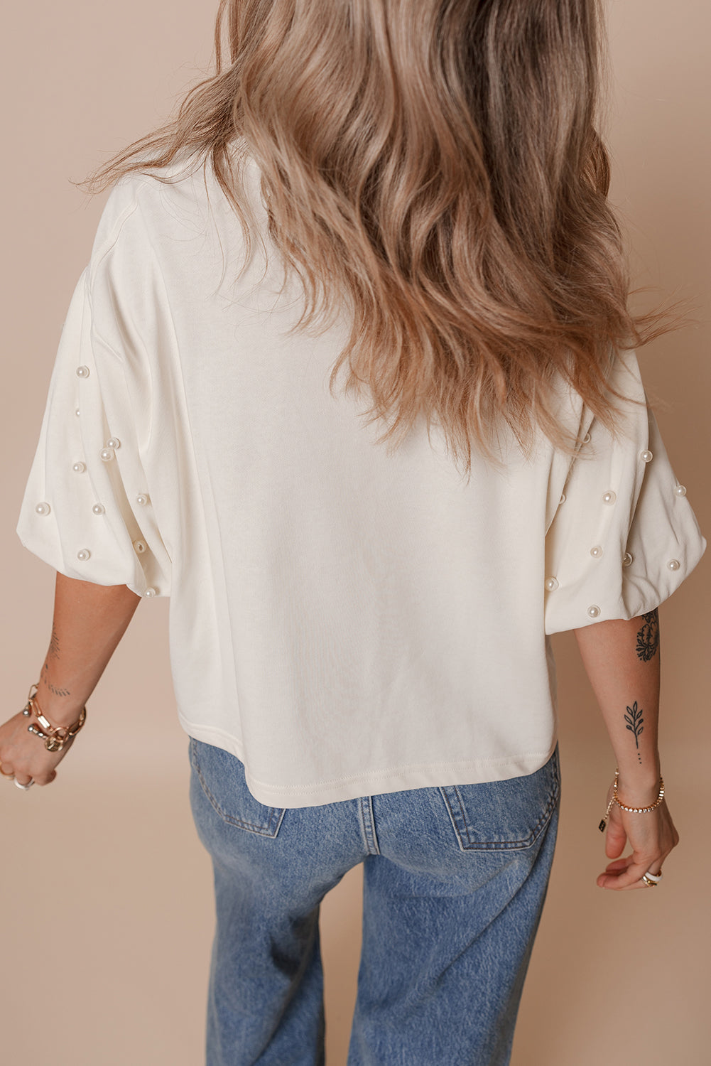 Pearled Puff Sleeve Top