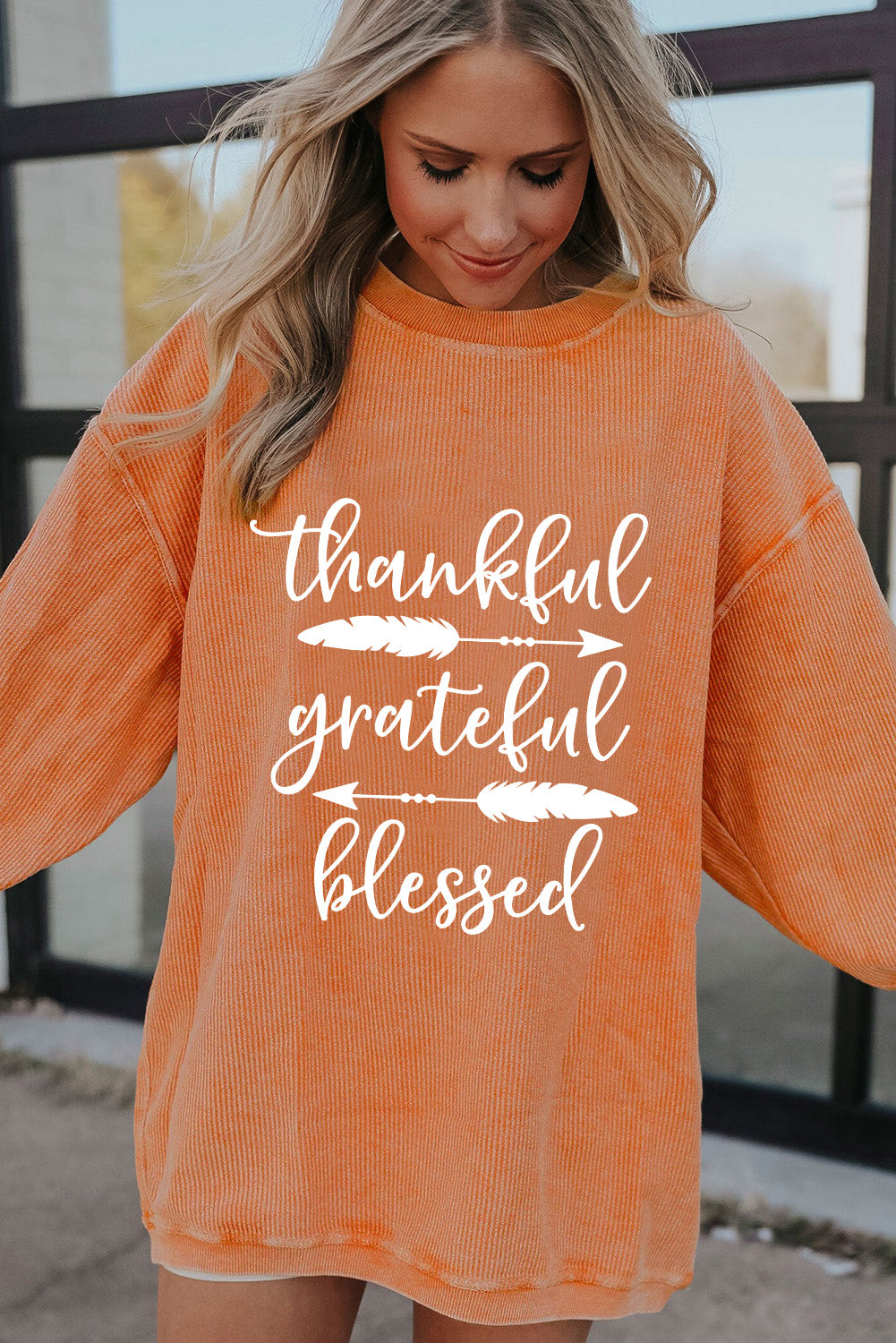 thankful grateful blessed Corded Sweatshirt