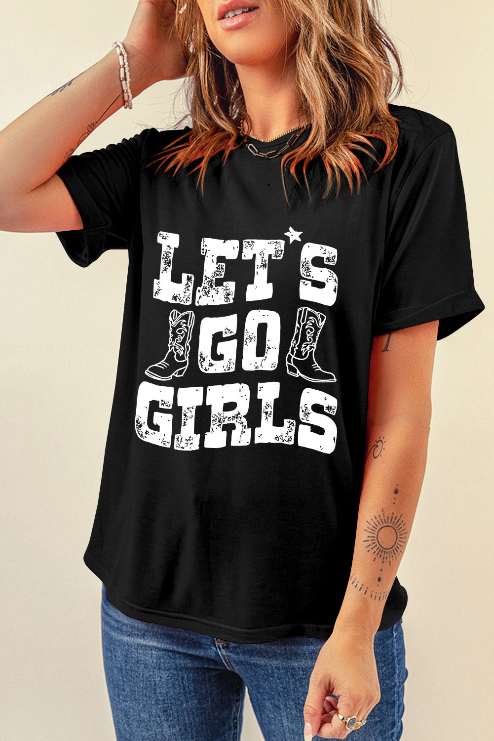 Black LETS GO GIRLS T Shirt