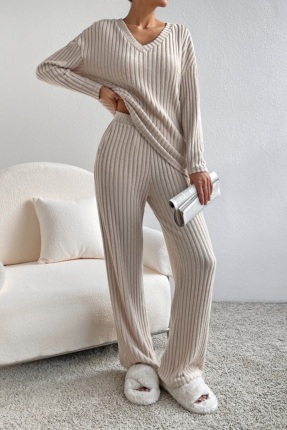 Slouchy Ribbed Knit Loungewear Set