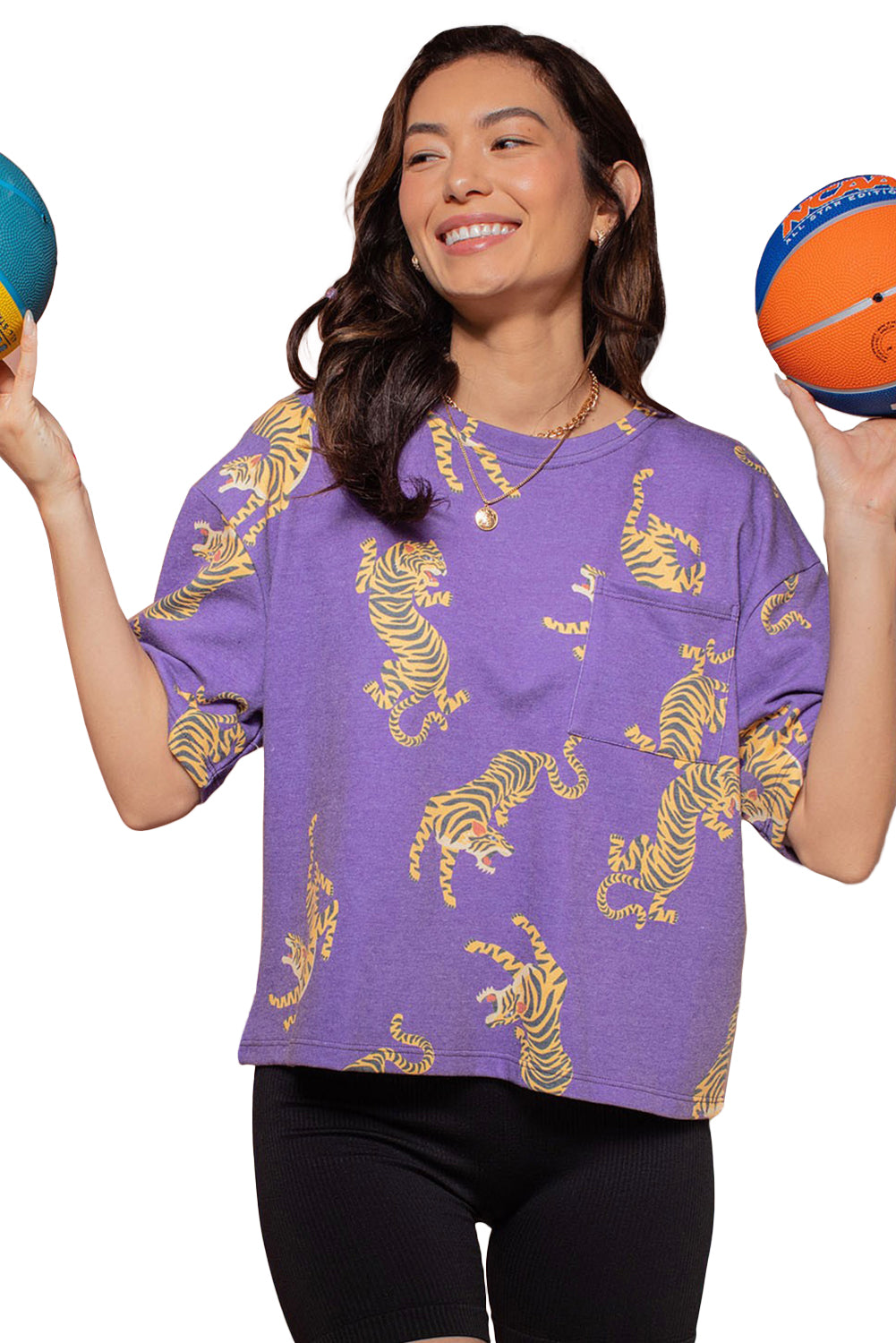 Purple Tiger Loose T Shirt