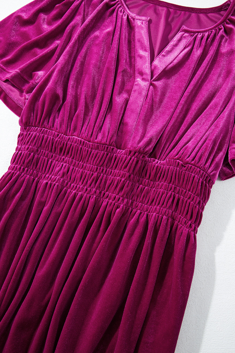 Velvet Smocked Waist Tiered Maxi Dress