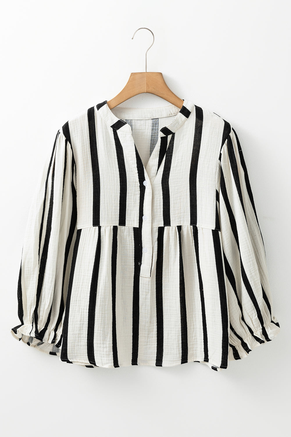 Stripe Crinkle Ruffle Sleeve Top