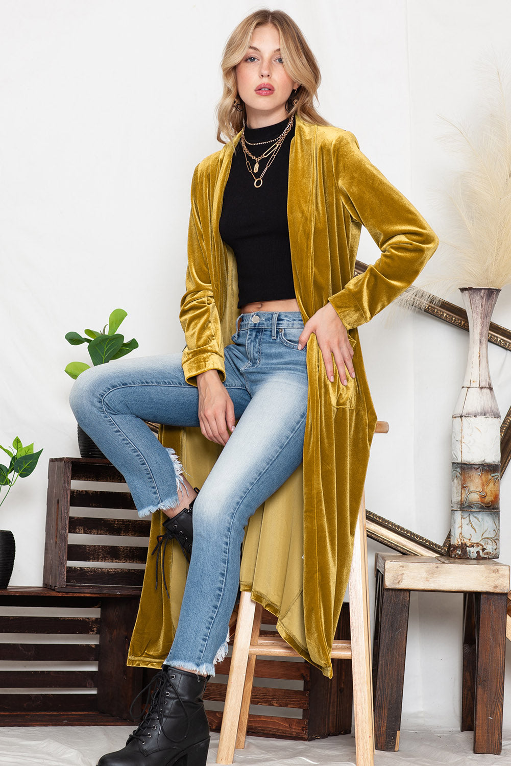 Velvet Long Cardigan