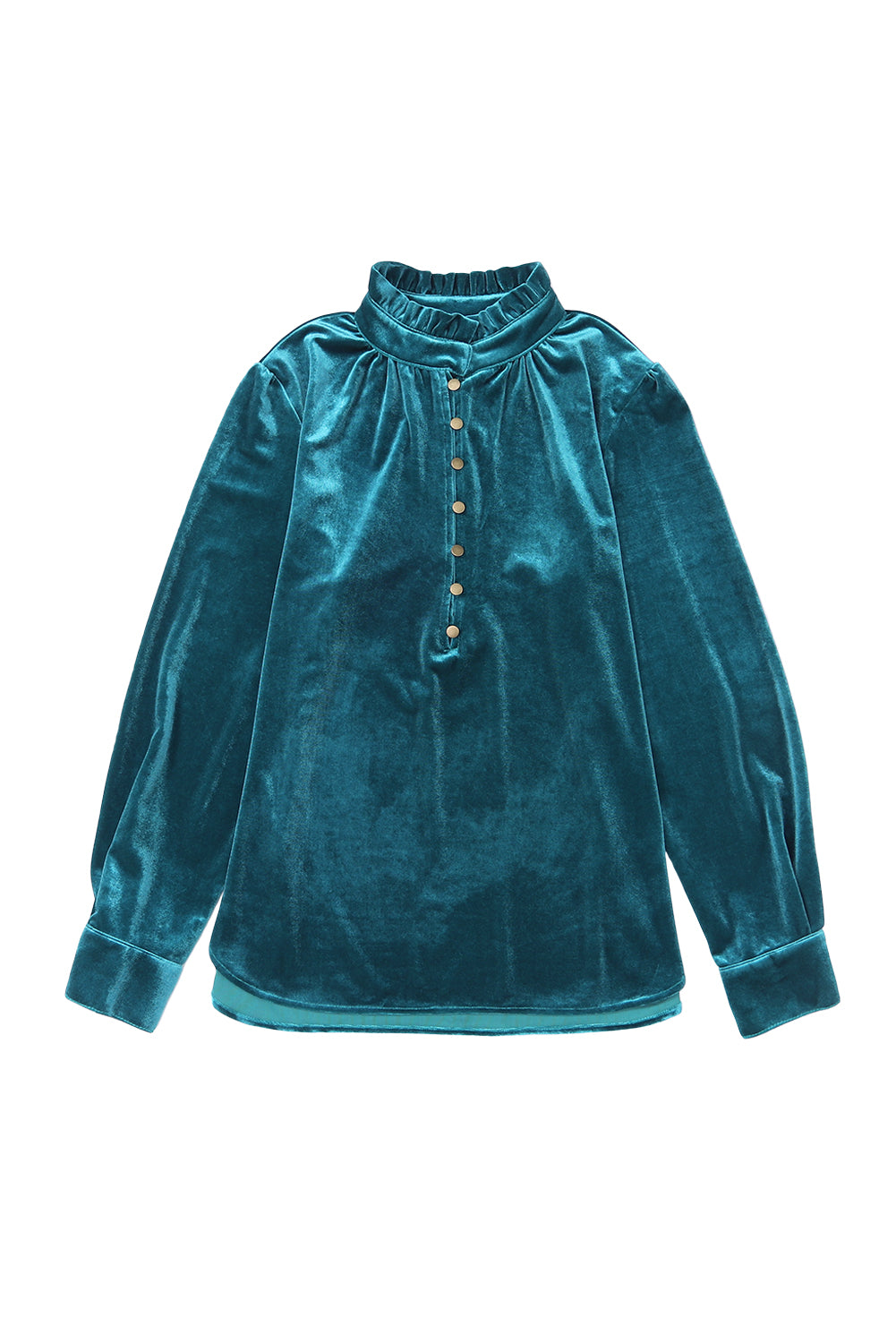 V Neck Buttoned Velvet Blouse