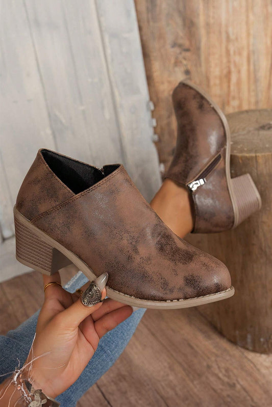 Coffee Sueded Ankle Boots