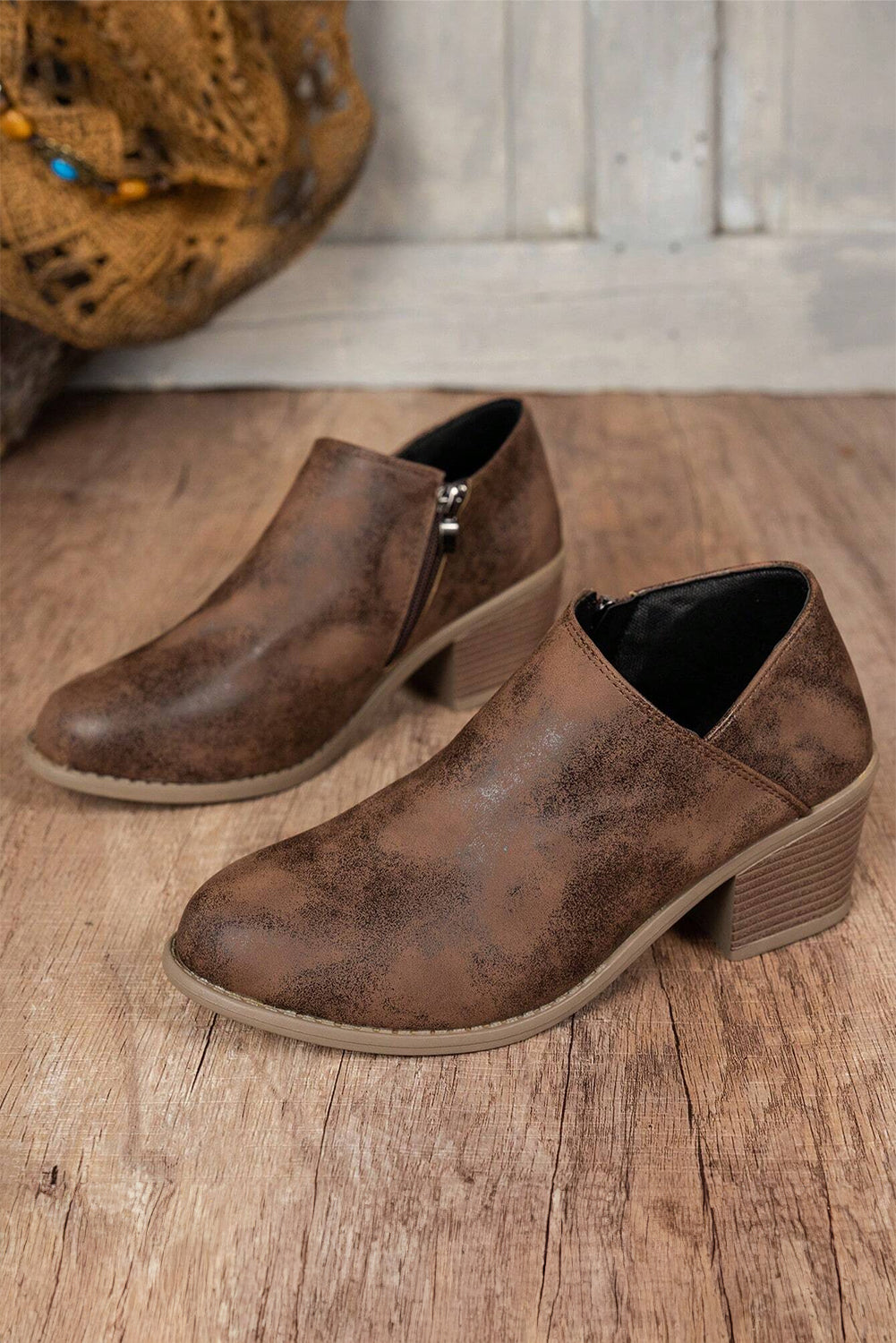 Coffee Sueded Ankle Boots