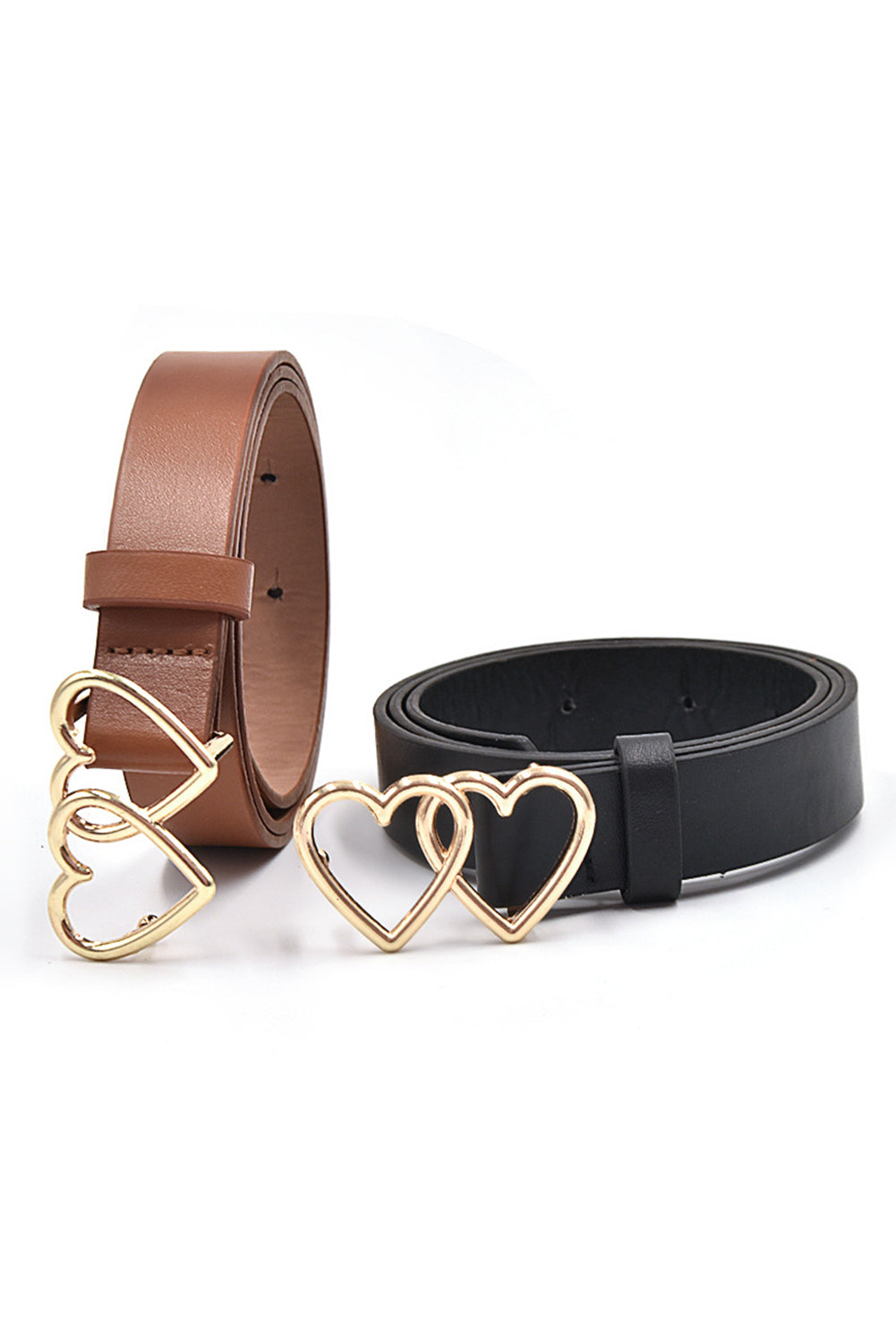 Chestnut Belt with Double Heart Buckle